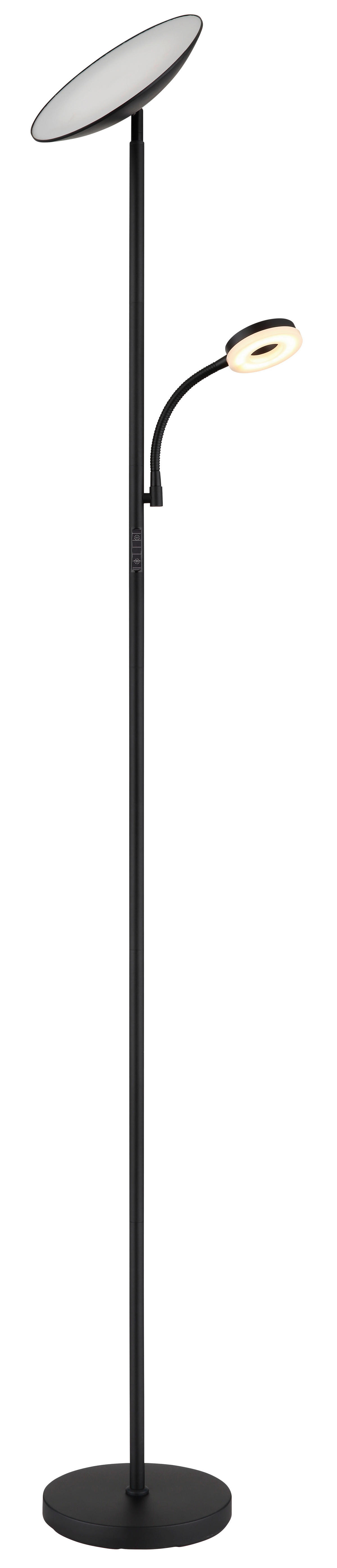 GLOBO LED-Deckenfluter Opal Chrom schwarz Metall Kunststoff H/D: ca. 179x25 cm 1 Brennstellen SKOPO - schwarz/Opal (25,00/179,00cm) - GLOBO