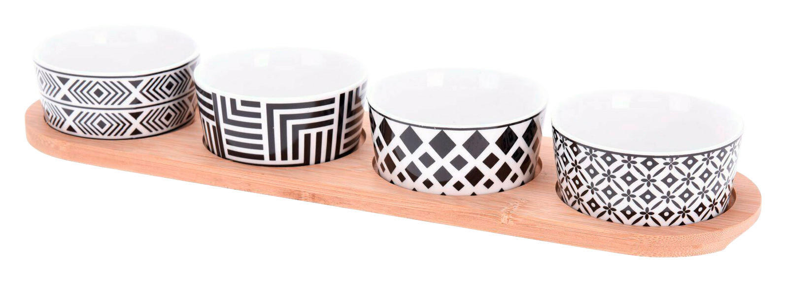 Servierset weiß Porzellan Snack-Servierset_5tlg. - weiß/schwarz