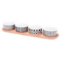 Servierset weiß Porzellan Snack-Servierset_5tlg. - weiß/schwarz