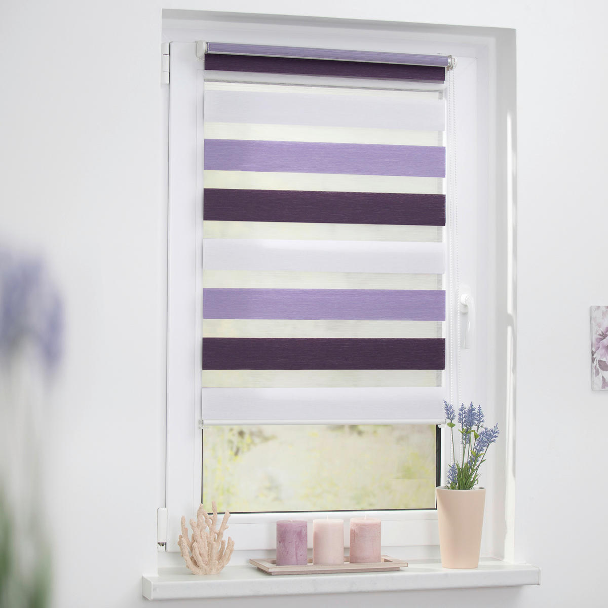 Doppelrollo Duo lila B/L: ca. 90x150 cm Duo - lila/weiß (90,00/150,00cm) - LICHTBLICK