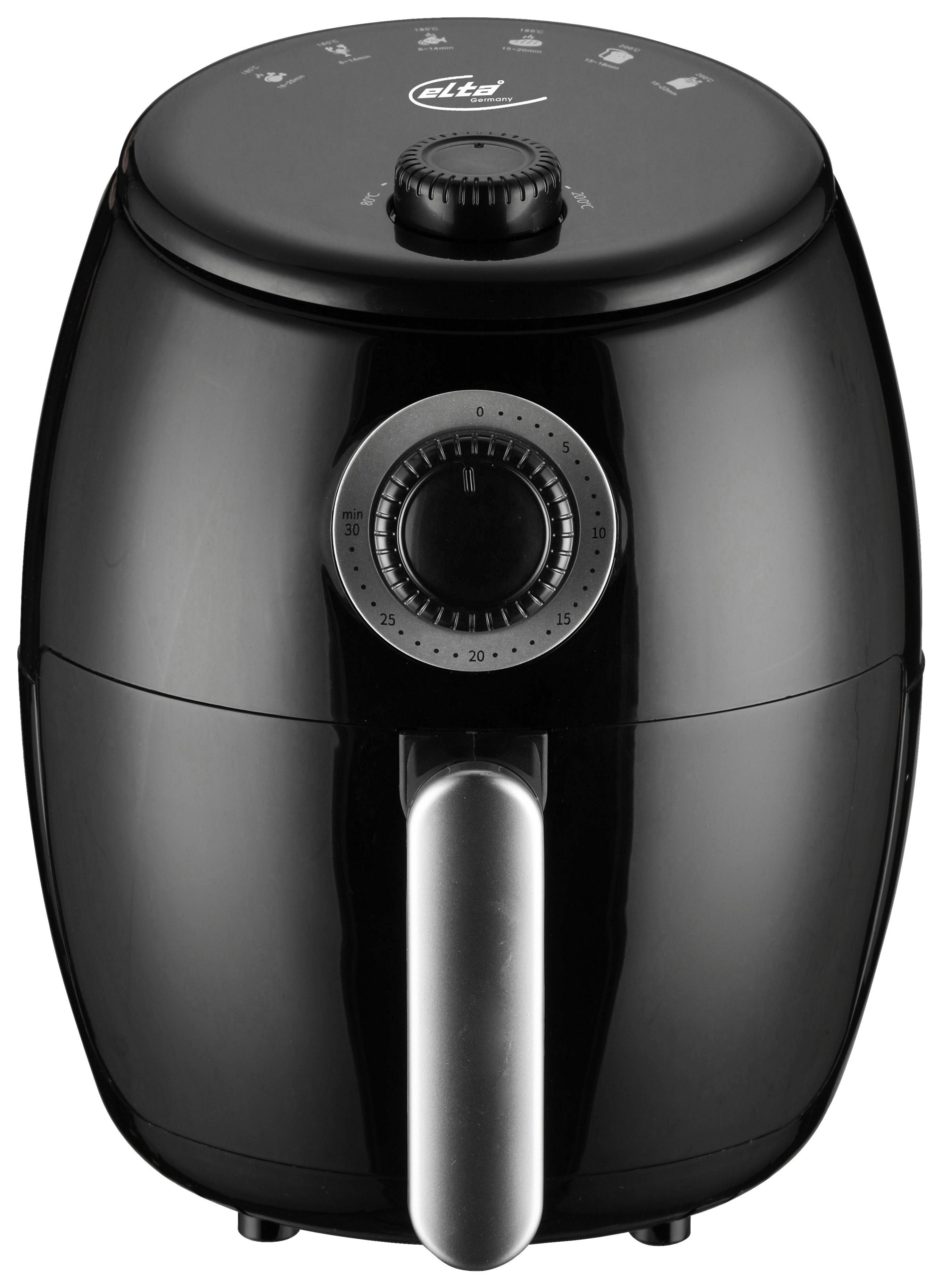 Elta Heißluftfritteuse AF-1000.1M Heißluftfritteuse 2l 2001505 - schwarz (28,00/27,00/21,00cm) - Elta