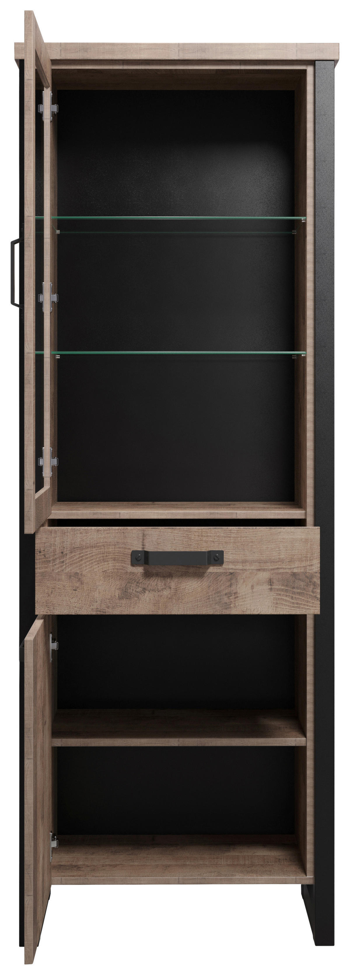 Standvitrine Emile Eiche Tabak Nachbildung B/H/T: ca. 70x195x45 cm Emile - Eiche (70,00/195,00/45,00cm) - Trendteam