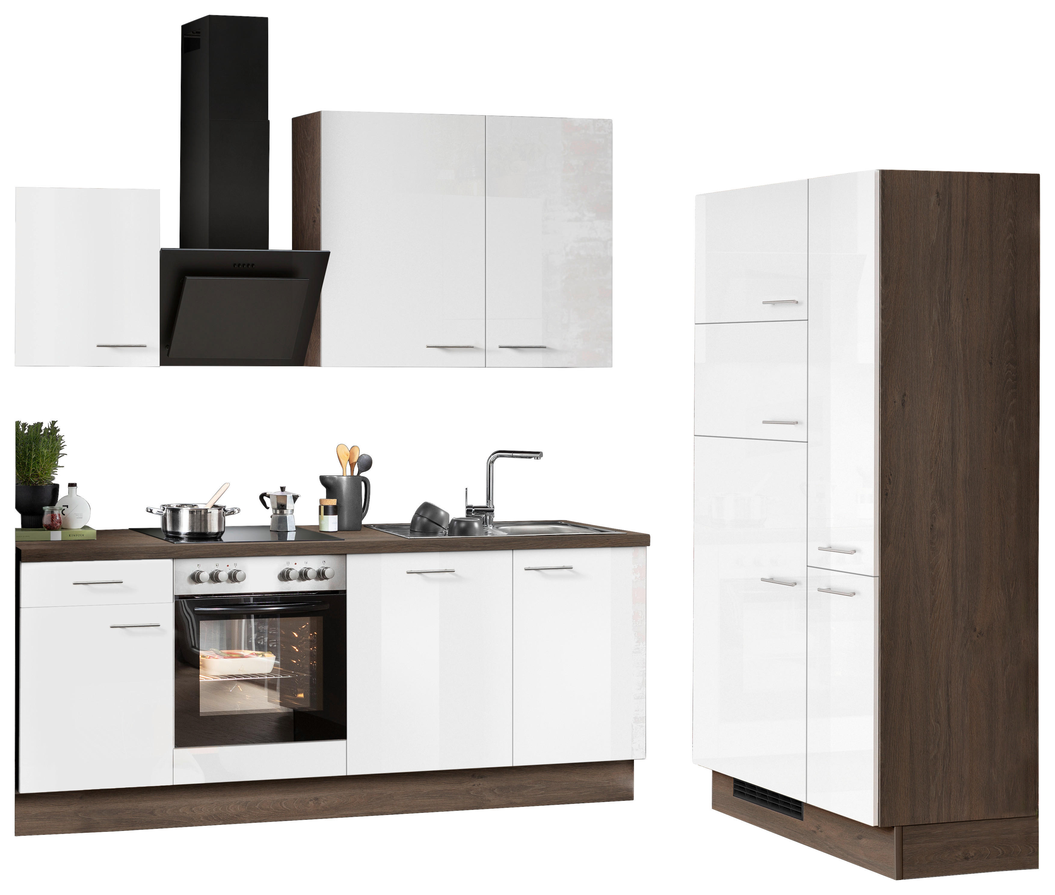 Impuls Küchenblock IP4050 weiß Hochglanz B/T: ca. 310x60 cm IP4050 - Eiche/weiß (310,00/60,00cm) - Impuls