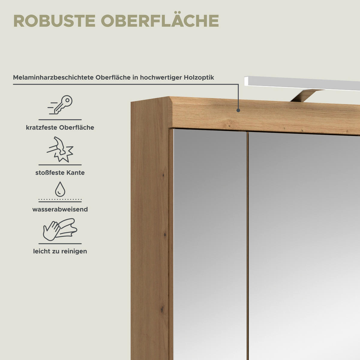 Spiegelschrank Scout Eiche Artisan Nachbildung salbei Nachbildung B/H/T: ca. 60x79x37 cm Scout - Eiche/salbei (60,00/79,00/37,00cm) - xonox.home