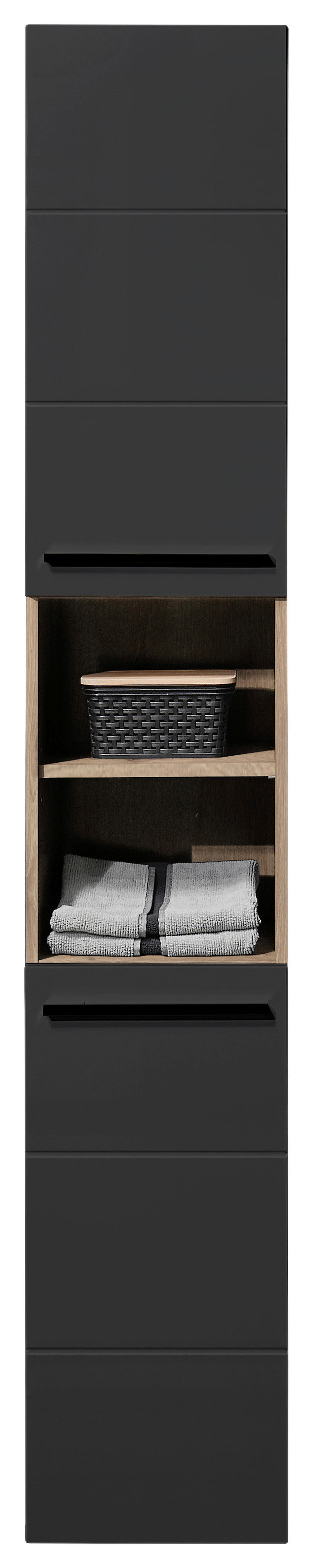 Hochschrank Vista Oak Eiche Viking Nachbildung schwarz matt B/H/T: ca. 34x190x31 cm Vista - schwarz/Oak (34,00/190,00/31,00cm)