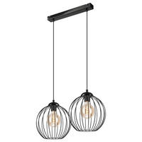 Lamkur Pendelleuchte ZOYA 45405 schwarz Stahl H/L: ca. 55x100 cm E27 2 Brennstellen Zoya - schwarz (100,00cm) - Lamkur