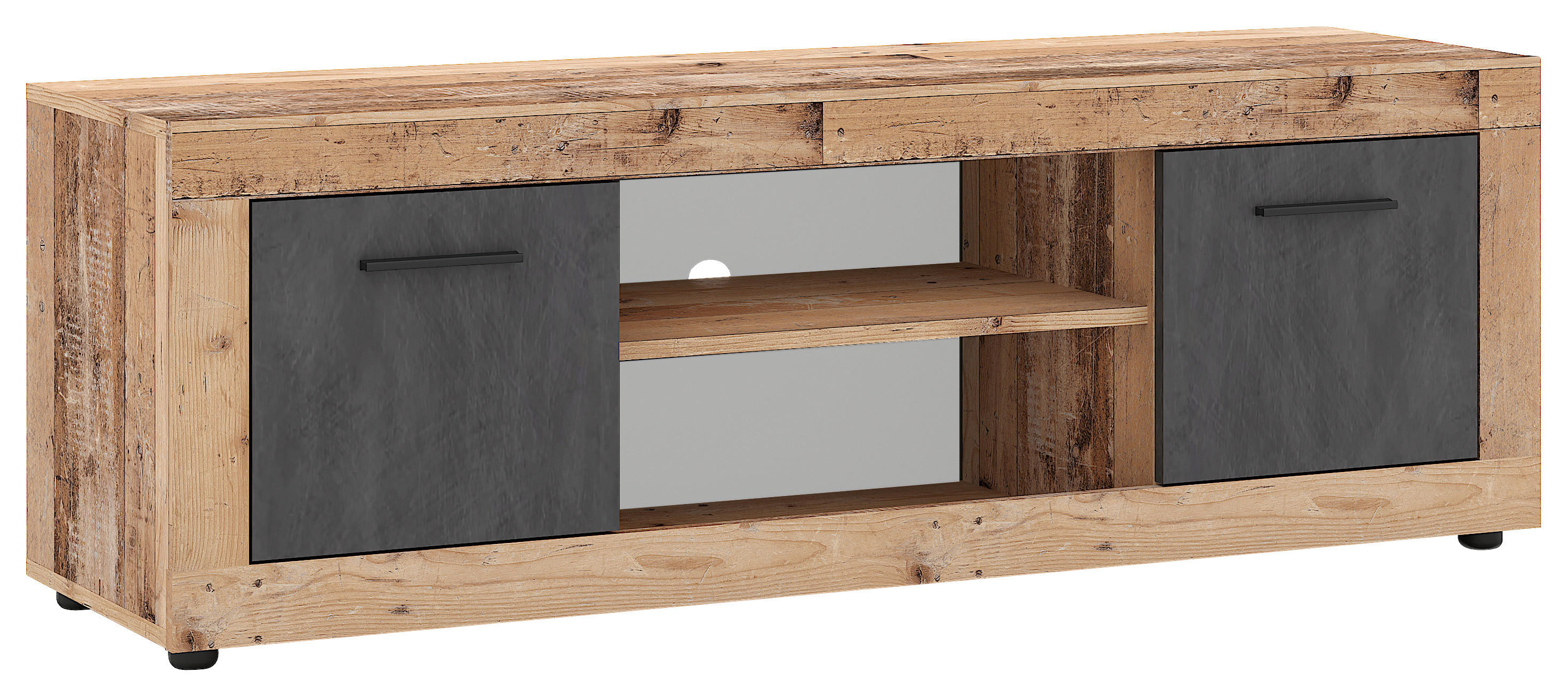 TV-Lowboard LUNA 2D Eiche Old Wood hell Nachbildung Eiche Matera Nachbildung Beton Optik B/H/T: ca. 140x40x40 cm LUNA 2D - Eiche/Beton (140,00/40,00/40,00cm) - WIPMEB