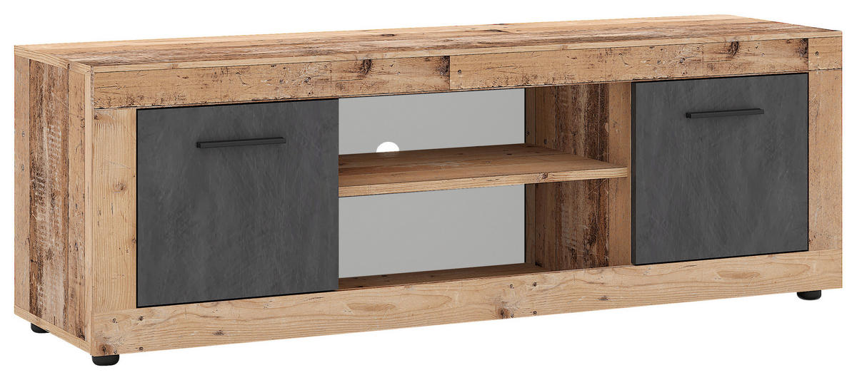 TV-Lowboard LUNA 2D Eiche Old Wood hell Nachbildung Eiche Matera Nachbildung Beton Optik B/H/T: ca. 140x40x40 cm LUNA 2D - Eiche/Beton (140,00/40,00/40,00cm) - WIPMEB