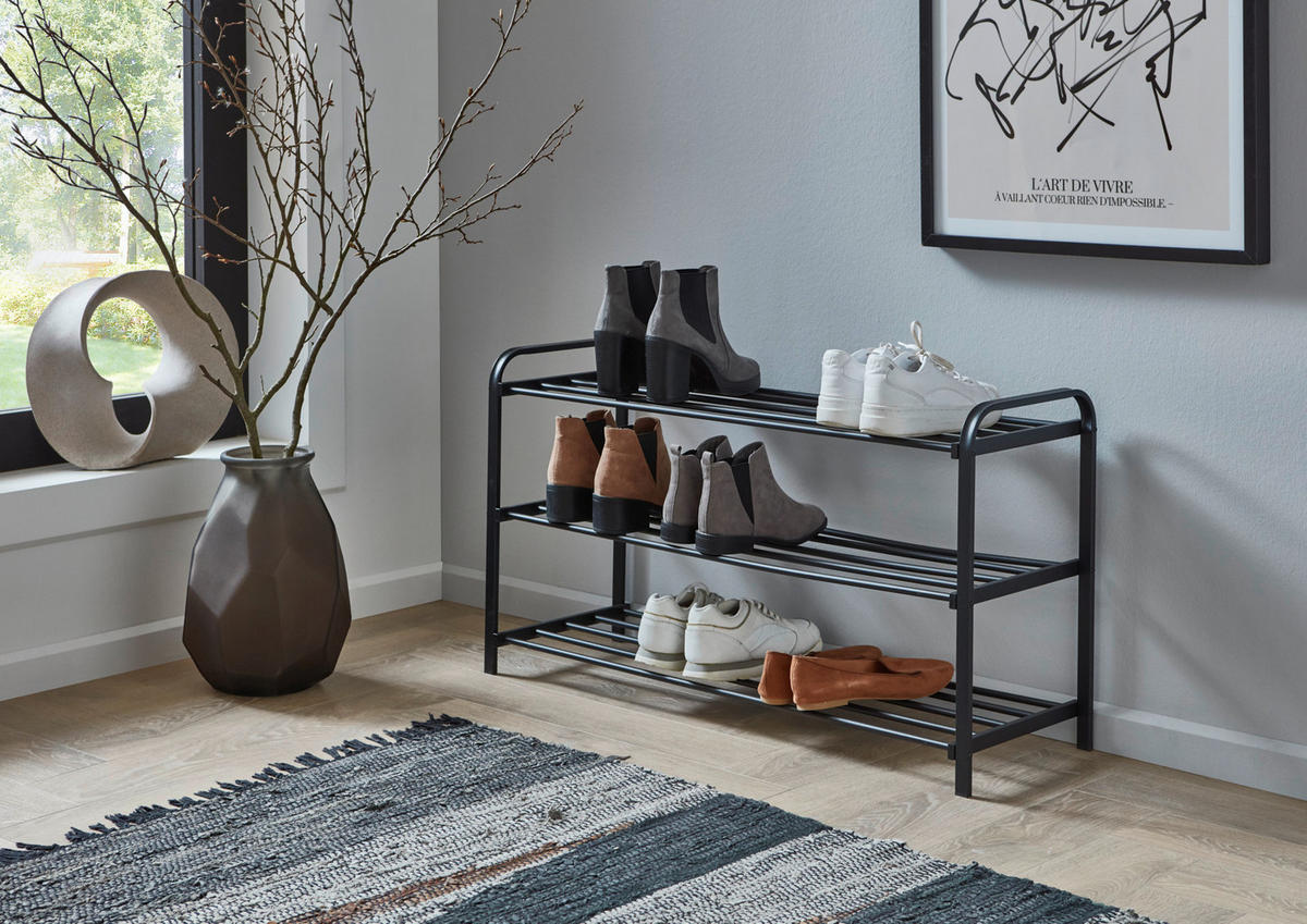 Schuhregal schwarz B/H/T: ca. 89x49x29 cm KLEINMÖBEL Schuhregal - schwarz (89,00/49,00/29,00cm) - xonox.home