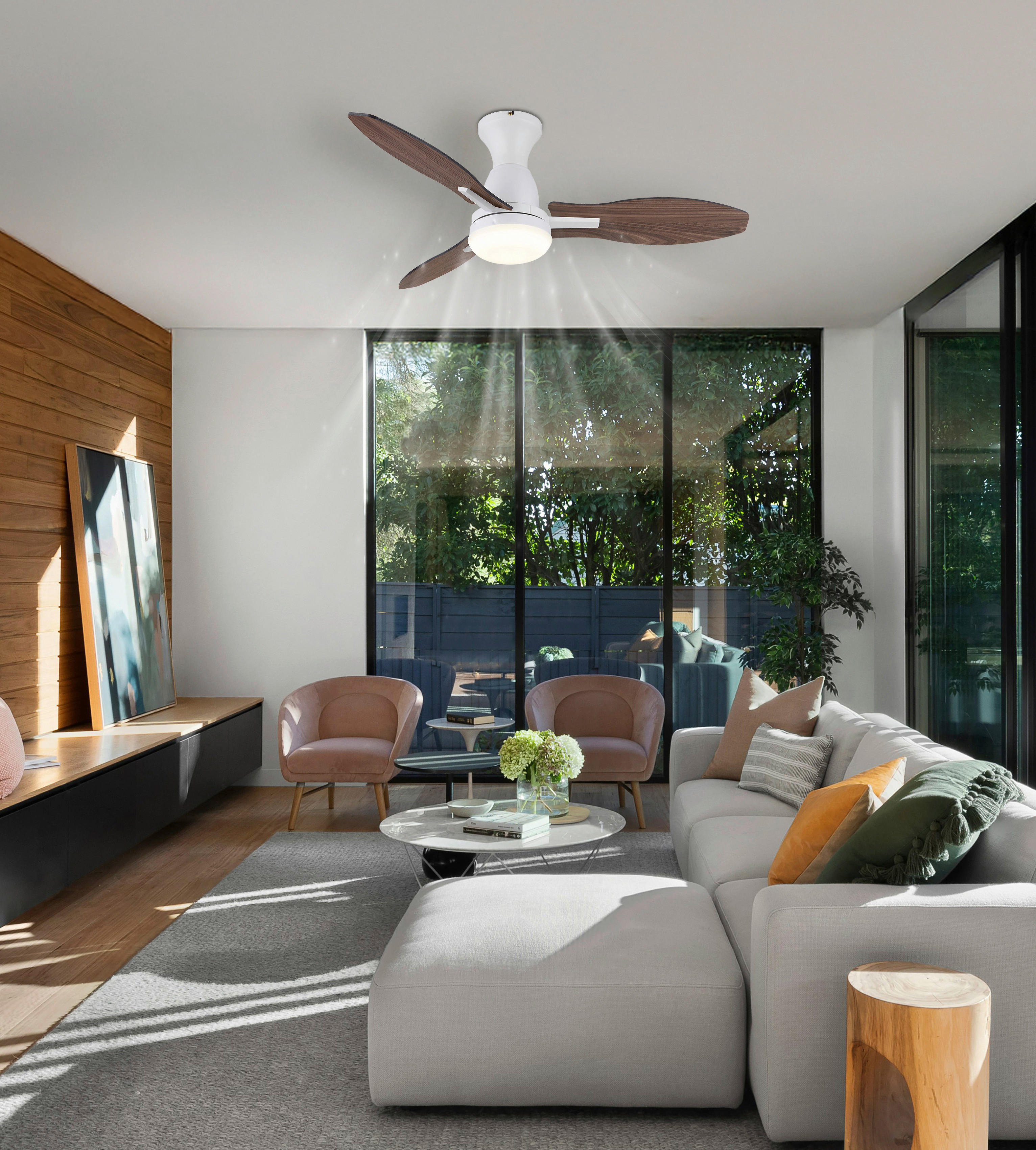 GLOBO LED-Deckenventilator Opal weiß H/D: ca. 32,5x107 cm max. 22 W GALE - weiß/Opal (107,00/32,50cm) - GLOBO