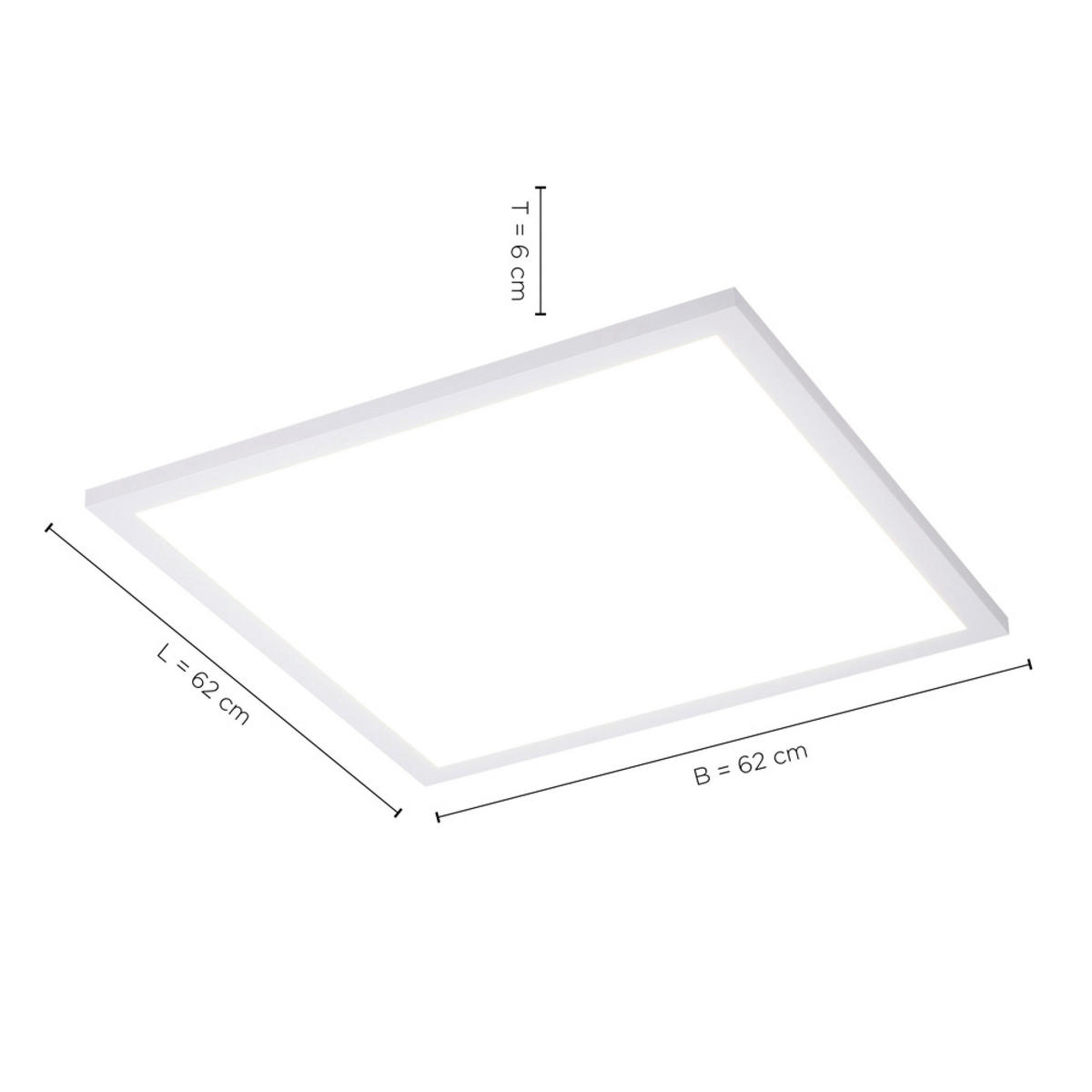 Just Light LED-Deckenpanel FLAT 14532-16 weiß Kunststoff Metall B/H/T: ca. 62x5,6x62 cm 1 Brennstellen FLAT - weiß (62,00/5,60/62,00cm) - Just Light