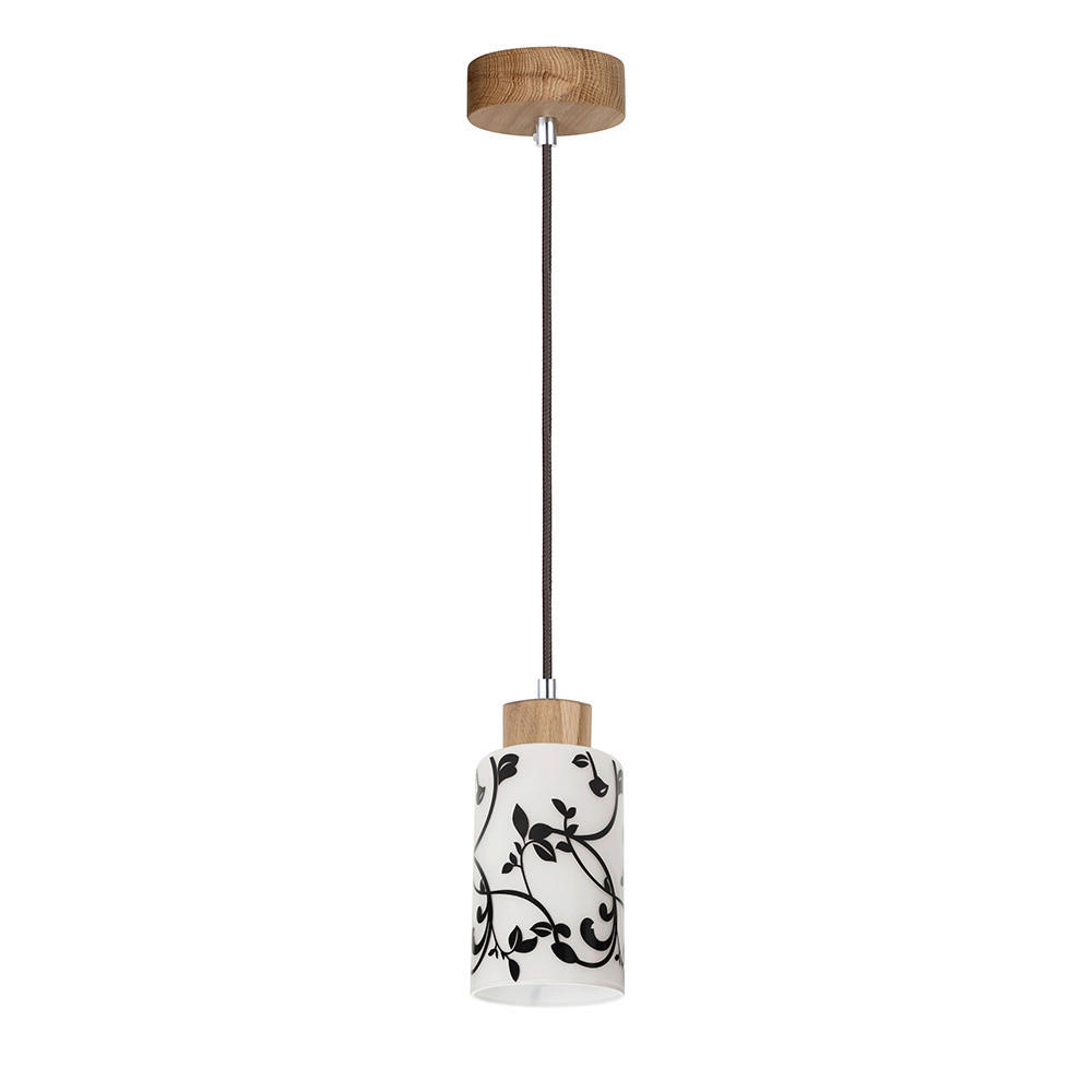 SPOT Light Pendelleuchte 1701174G0758 Eiche weiß anthrazit Echtholz Glas D: ca. 10 cm E27 1 Brennstellen Bosco - Eiche/weiß (10,00cm) - SPOT Light
