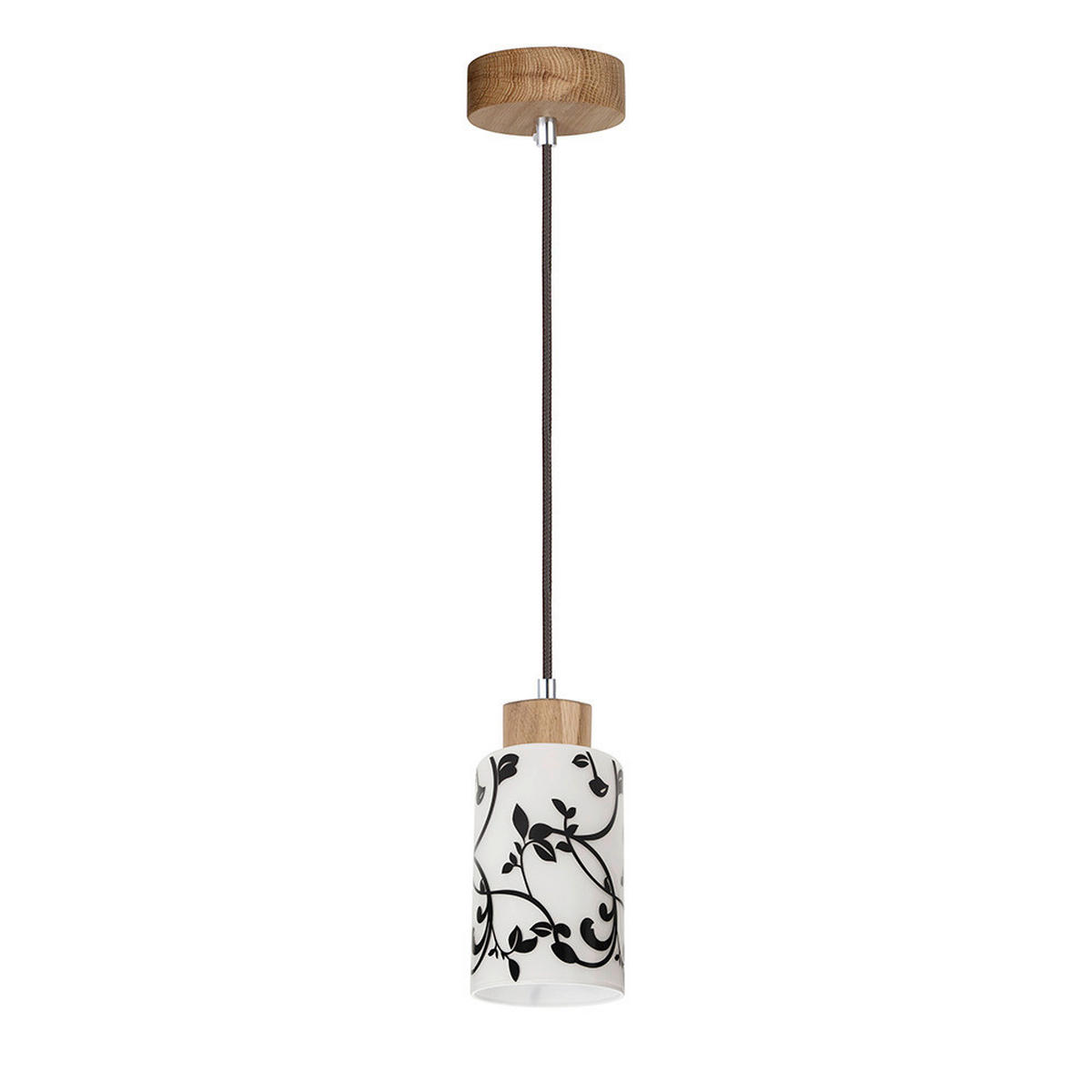 SPOT Light Pendelleuchte 1701174G0758 Eiche weiß anthrazit Echtholz Glas D: ca. 10 cm E27 1 Brennstellen Bosco - Eiche/weiß (10,00cm) - SPOT Light