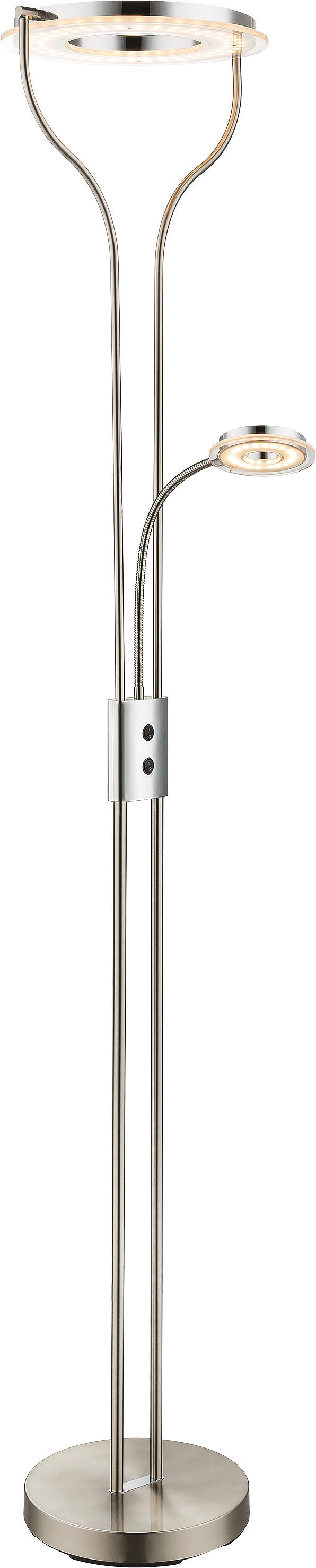 GLOBO Deckenfluter 59038N nickel matt Satiniert Chrom Acryl B/H: ca. 31x194 cm 2 Brennstellen Andreas - nickel matt/Satiniert (31,00/194,00cm)