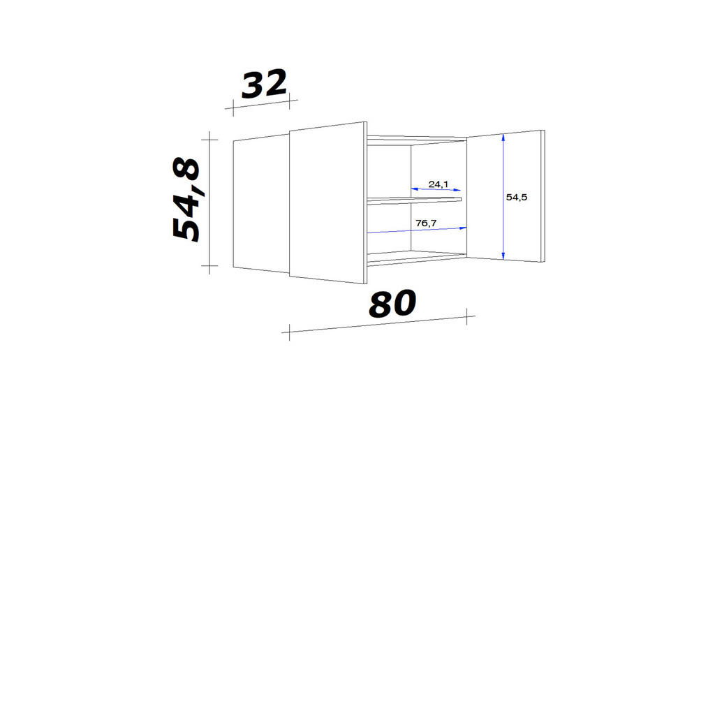 Thumbnail - Hängeschrank Valero weiß Hochglanz B/H/T: ca. 80x54,8x32 cm