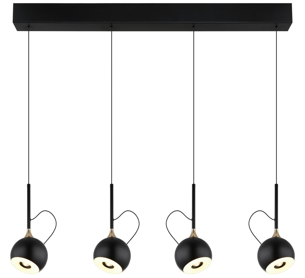 GLOBO Pendelleuchte mattschwarz gold Metall B/H/L: ca. 12x150x93 cm 1.0 Brennstellen DONOVAN - gold/mattschwarz (93,00/12,00/150,00cm) - GLOBO