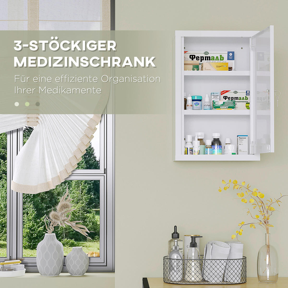 kleankin Medizinschrank weiß Polypropylen B/H/L: ca. 14x30x46 cm Medizinschrank - weiß (46,00/14,00/30,00cm) - kleankin
