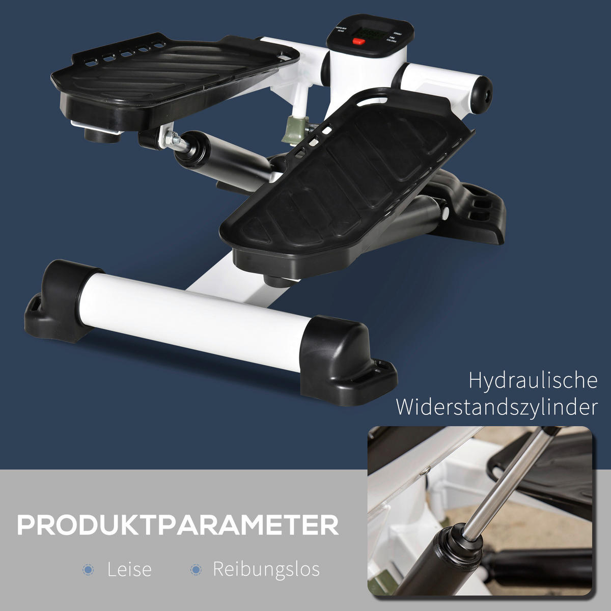 HOMCOM Fitness-Zubehör schwarz Polypropylen B/H/L: ca. 34x48x21 cm Mini_Stepper - weiß/schwarz (21,00/34,00/48,00cm) - HOMCOM