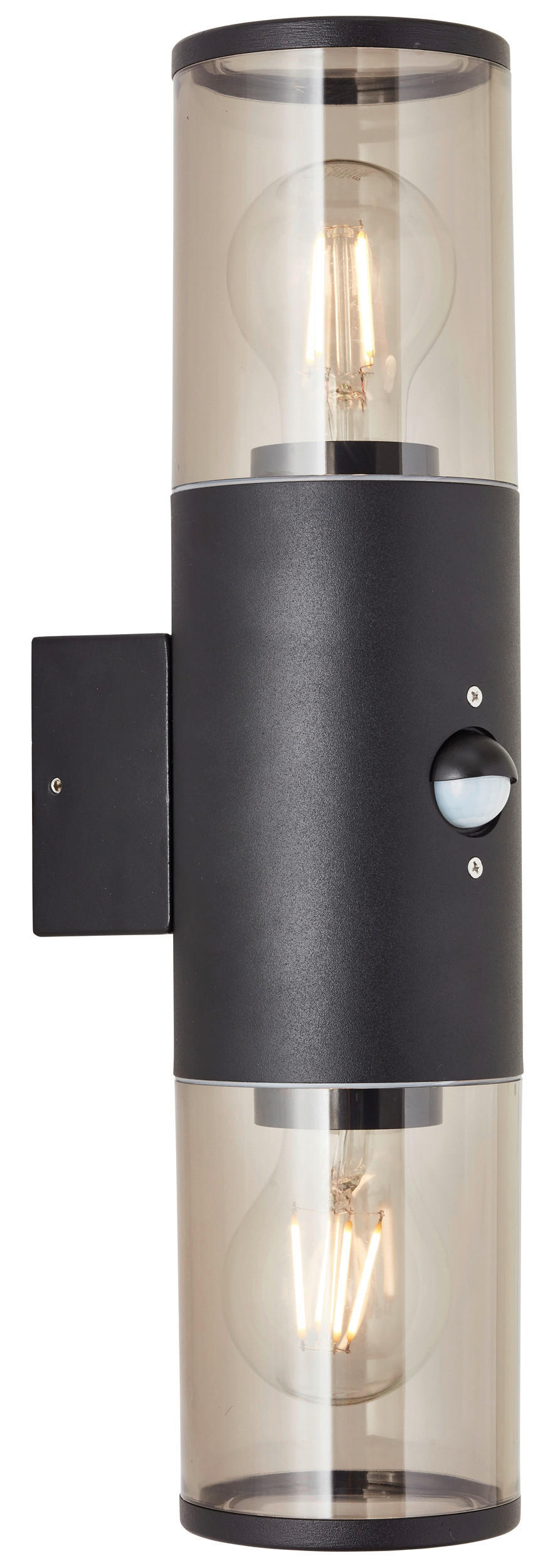 Brilliant Wandleuchte Sergioro 96474/63 schwarz Aluminium Kunststoff B/H/T: ca. 9x33,2x12,5 cm E27 2 Brennstellen Wandleuchte Sergioro 96474/63 - schwarz (9,00/33,20/12,50cm) - Brilliant