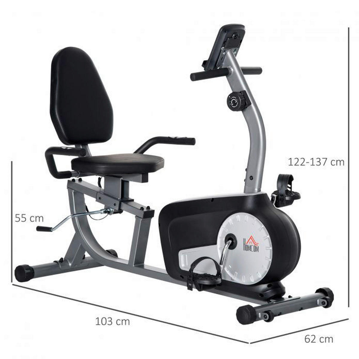 HOMCOM Fitnessrad schwarz Stahlrohr B/H: ca. 62x103 cm Fitnessrad - schwarz/silber (62,00/103,00cm) - HOMCOM