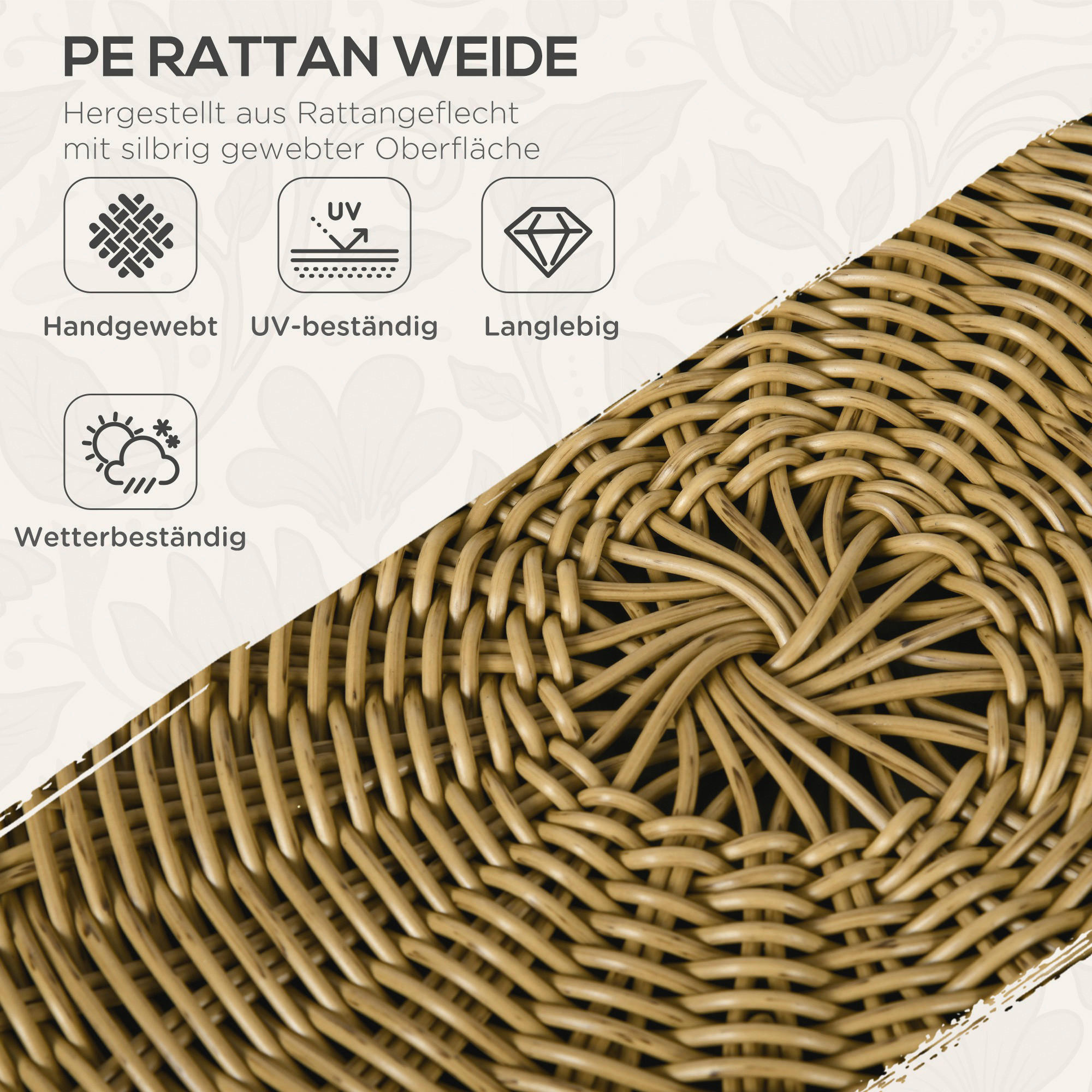Outsunny Sitzgruppe beige Edelstahl B/H/L: ca. 70x145x78 cm Rattan_Gartenmöbel-Set - beige (78,00/70,00/145,00cm) - Outsunny