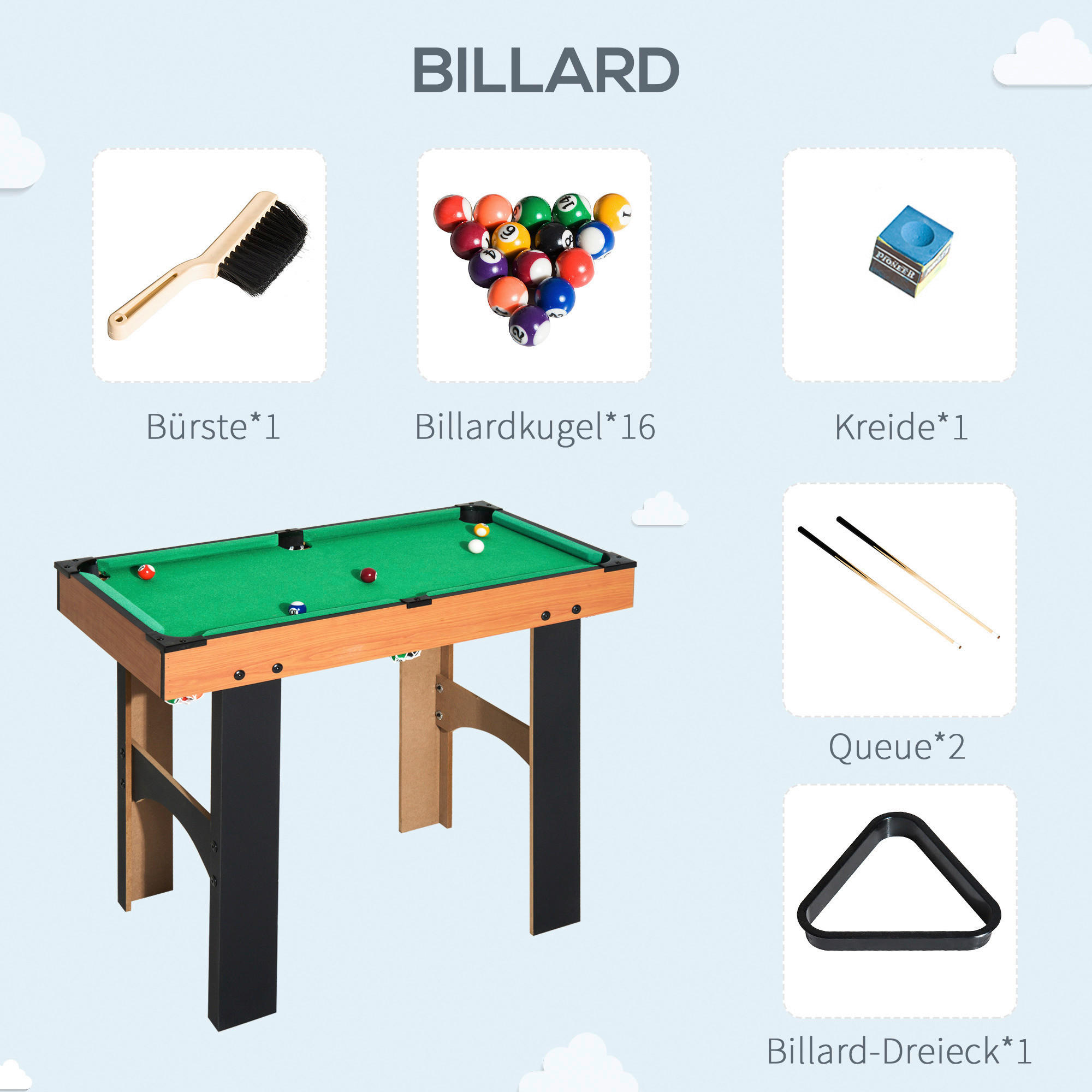 HOMCOM Multispieltisch schwarz MDF B/H/L: ca. 43x73x87 cm Multispieltisch - natur/schwarz (87,00/43,00/73,00cm) - HOMCOM