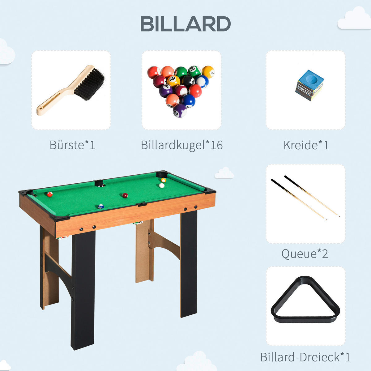 HOMCOM Multispieltisch schwarz MDF B/H/L: ca. 43x73x87 cm Multispieltisch - natur/schwarz (87,00/43,00/73,00cm) - HOMCOM