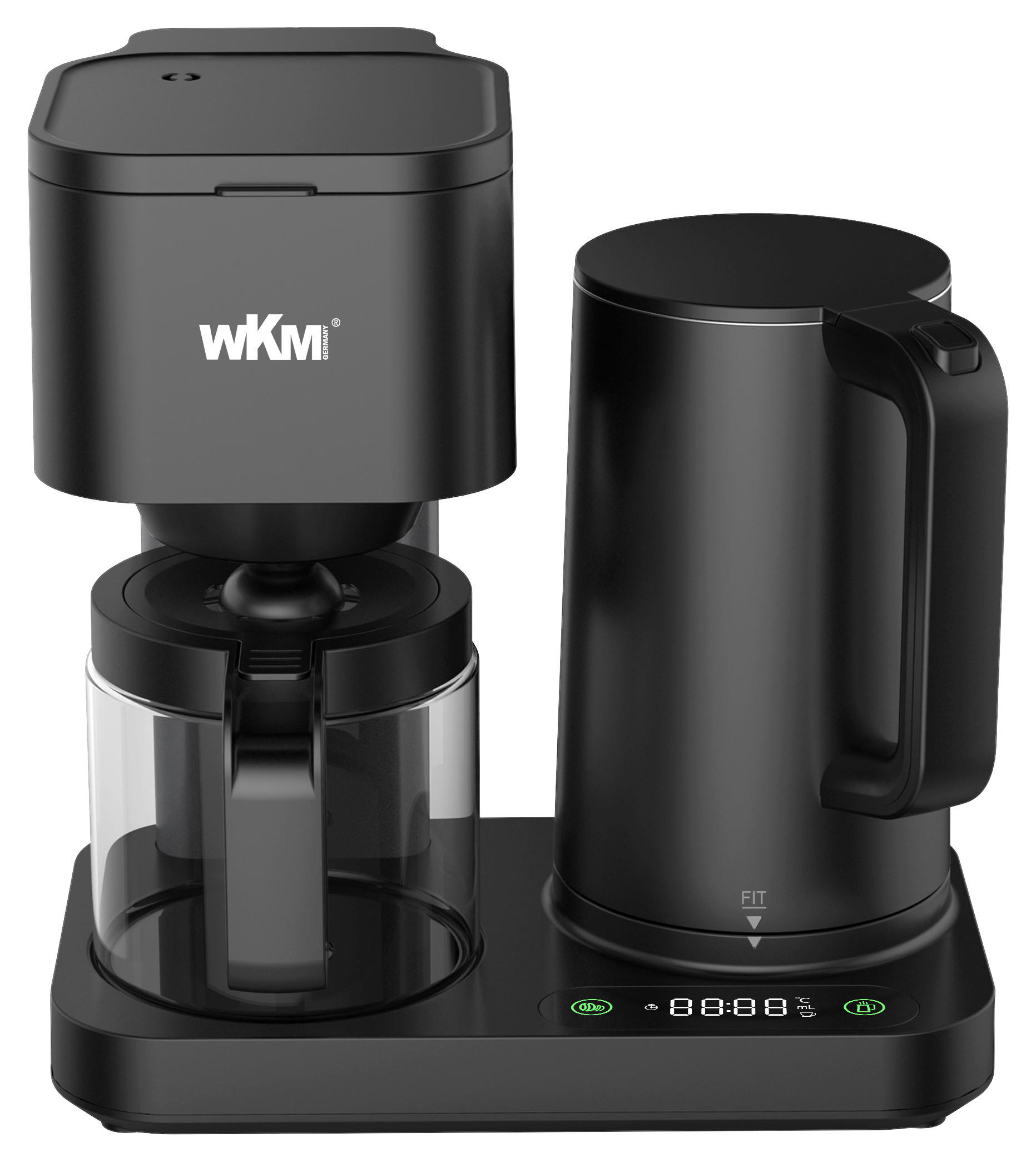 WKM 2 in 1 Kaffeemaschine und Wasserkocher KWK-1600 schwarz Kunststoff Glas Kaffeemaschine/u.Wasserkocher_2in1 - schwarz - WKM