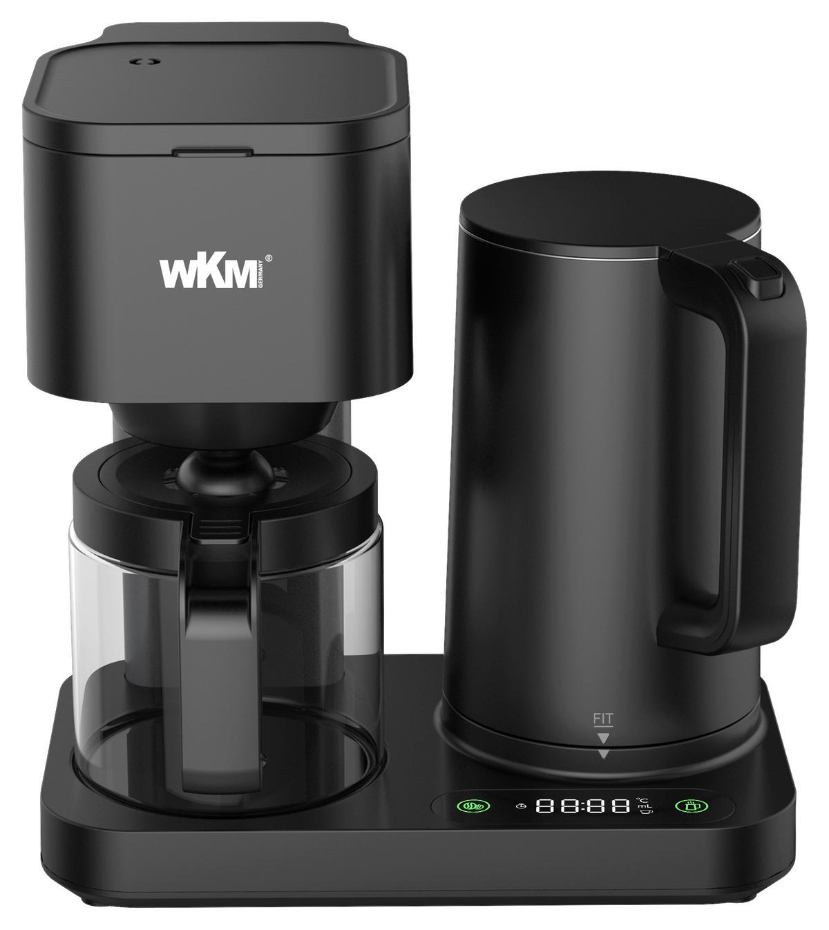WKM 2 in 1 Kaffeemaschine und Wasserkocher KWK-1600 schwarz Kunststoff Glas Kaffeemaschine/u.Wasserkocher_2in1 - schwarz - WKM