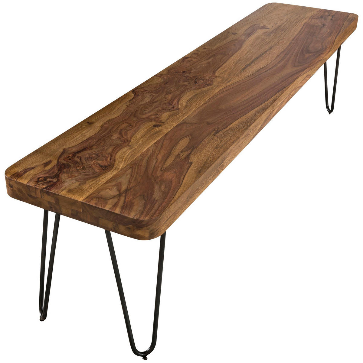 Wohnling Sitzbank natur schwarz Echtholz Metall B/H/T: ca. 180x45x40 cm Sitzbank - natur/schwarz (180,00/45,00/40,00cm) - Wohnling