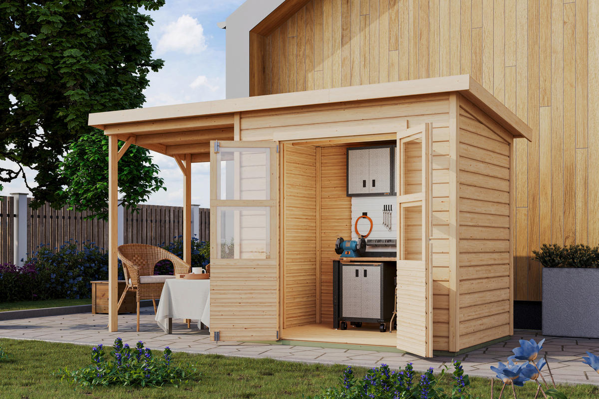 Karibu Gartenhaus Tony 0,5 natur B/H/T: ca. 212x219x154 cm Tony 0,5 - natur (212,00/219,00/154,00cm) - Karibu