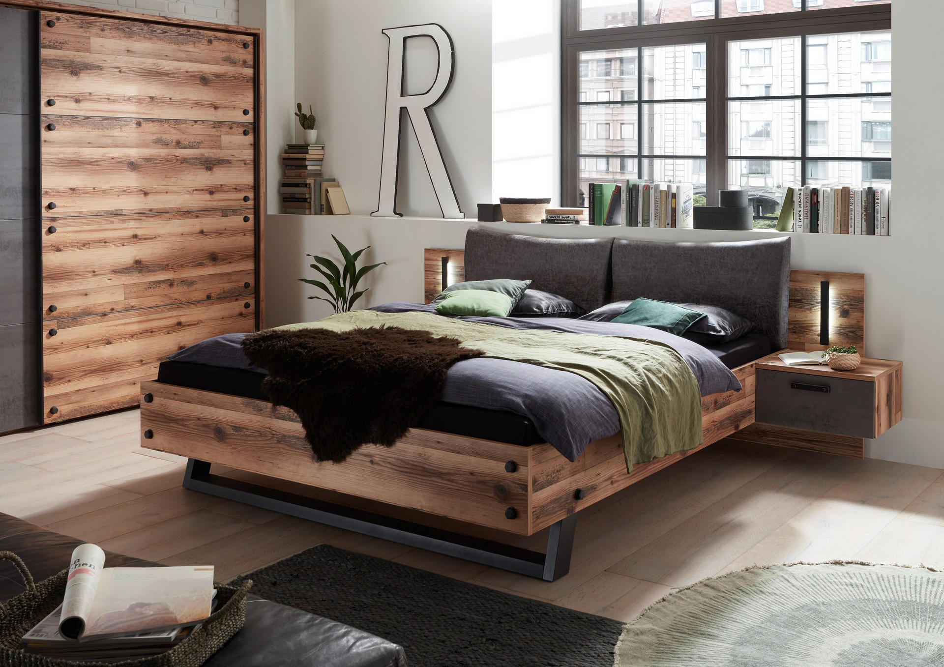 Bettanlage Dover Alpin Lodge Nachbildung Betonoxid Optik B/H/T: ca. 289,4x96,3x215,5 cm Dover - Alpin Lodge (289,40/96,30/215,50cm)