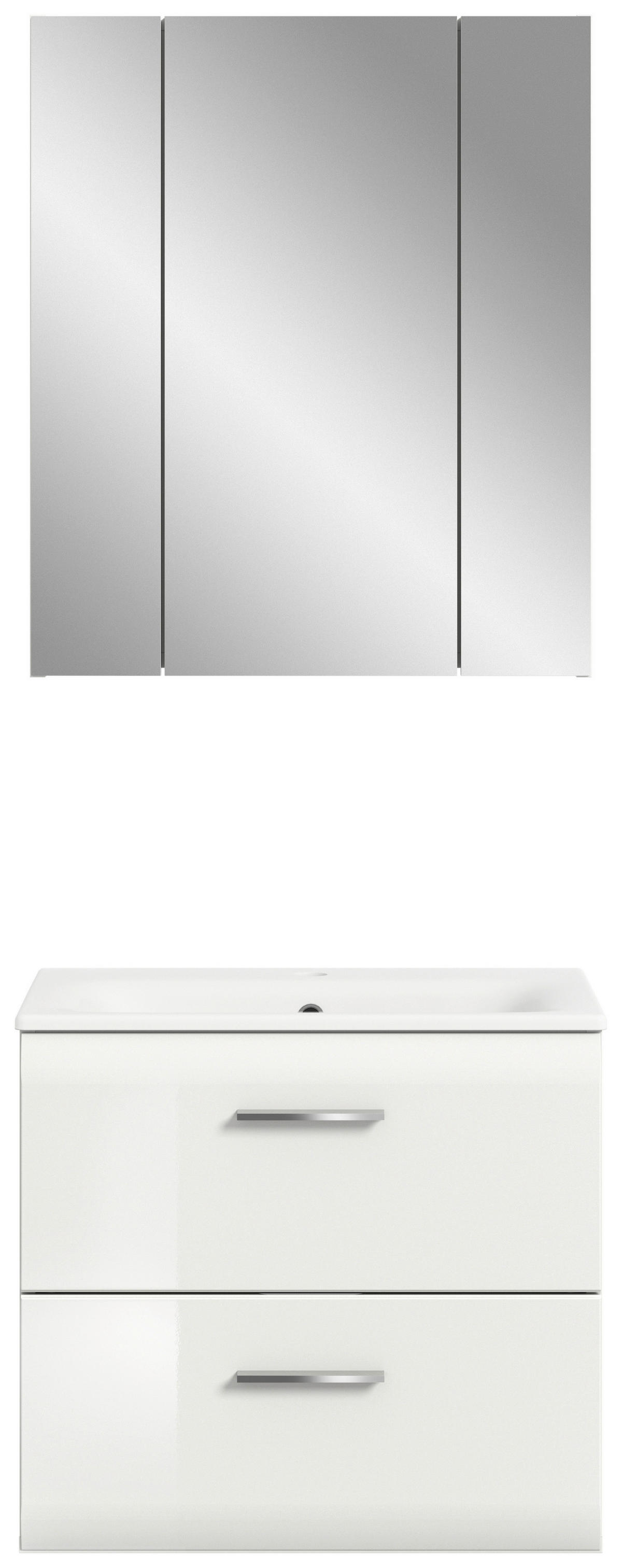 Badezimmer-Set Ice weiß weiß Hochglanz B/H/T: ca. 60x185x46 cm Ice - weiß (60,00/185,00/46,00cm) - xonox.home