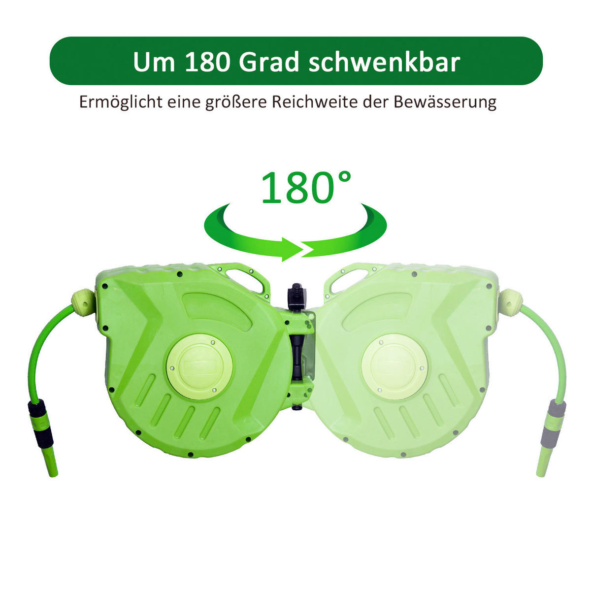 Outsunny Schlauchaufroller schwenkbar Schlauchaufroller 845-182 - grün (45,00/21,00/36,00cm) - Outsunny