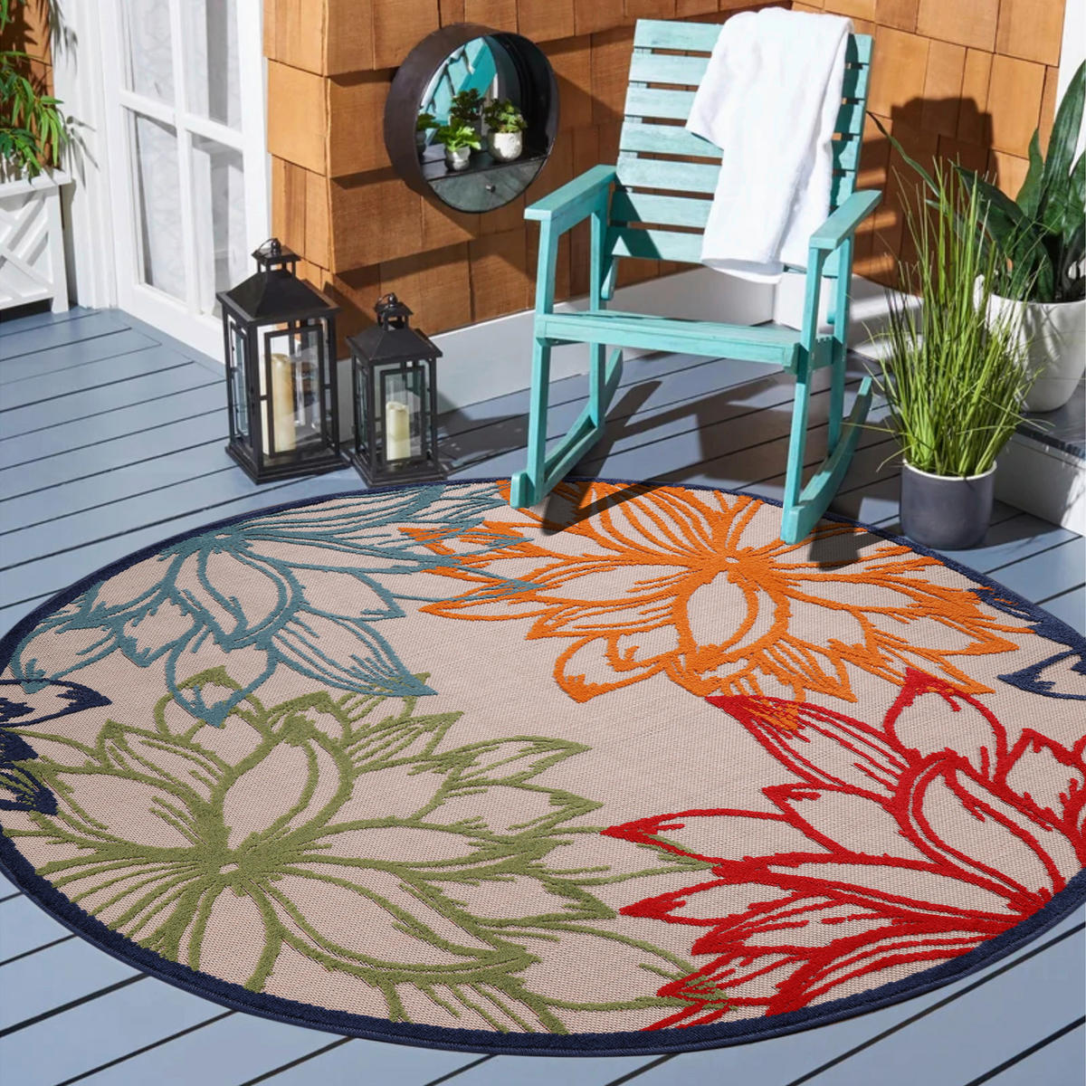 Sanat Outdoorteppich FLORAL bunt B/L: ca. 150x150 cm FLORAL - bunt (150,00/150,00cm) - Sanat