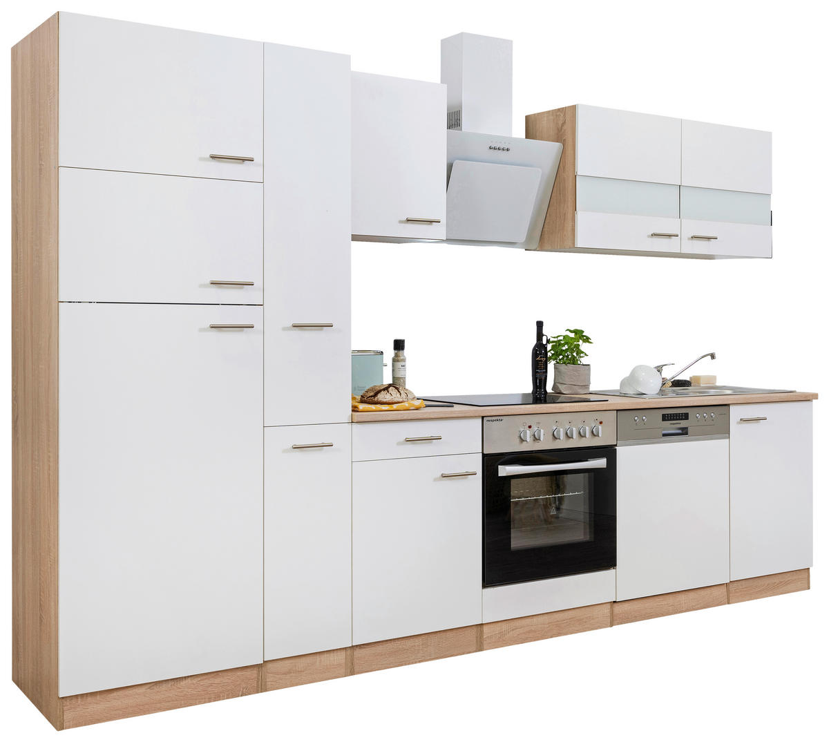 Respekta Küchenblock Economy weiß B/H/T: ca. 310x200x60 cm Economy - Eiche/weiß (310,00/200,00/60,00cm) - Respekta