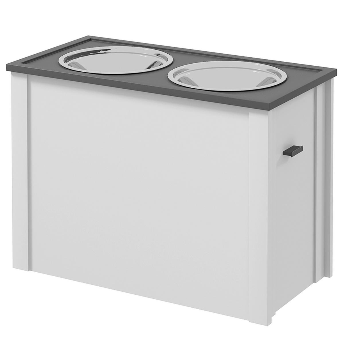 PawHut Futterstation weiß MDF B/H/L: ca. 30x42x60 cm Futterstation - weiß (60,00/30,00/42,00cm) - PawHut