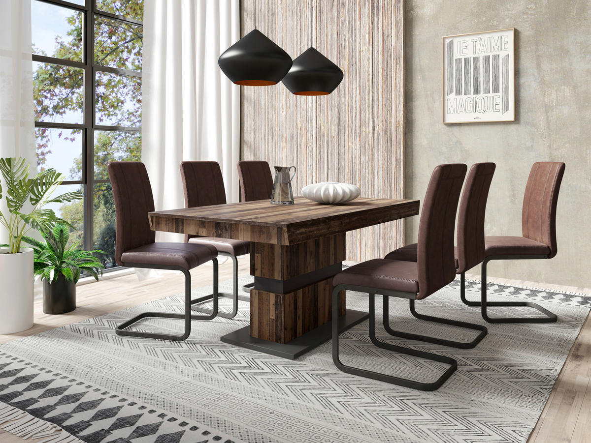Tisch MATTHEW Eiche Old Wood Nachbildung anthrazit B/H/T: ca. 140x75x90 cm MATTHEW - Eiche/anthrazit (140,00/75,00/90,00cm) - byLIVING
