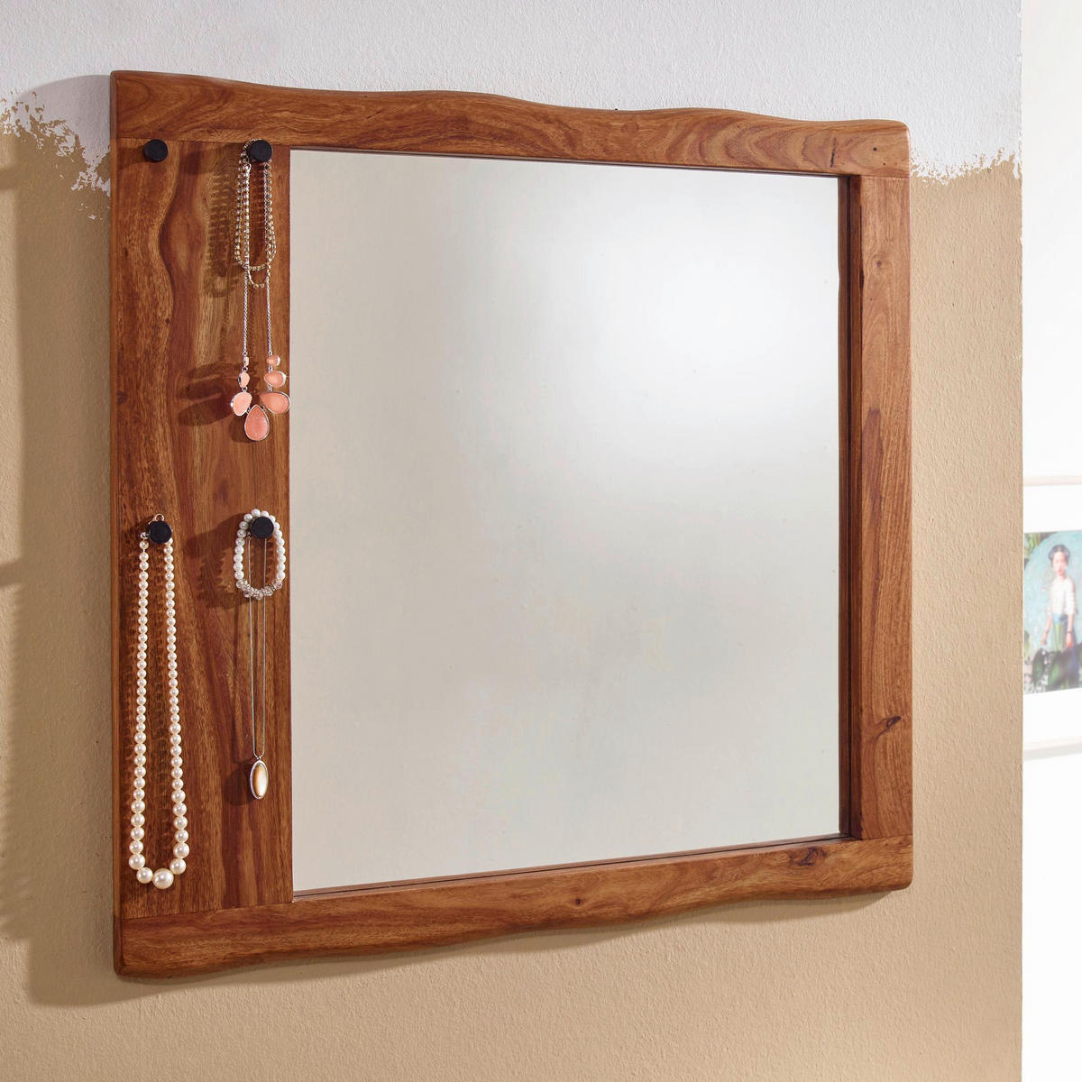 Wandspiegel rosenholz Nachbildung B/H/T: ca. 80x80x3 cm Wandspiegel - rosenholz (80,00/80,00/3,00cm) - Wohnling