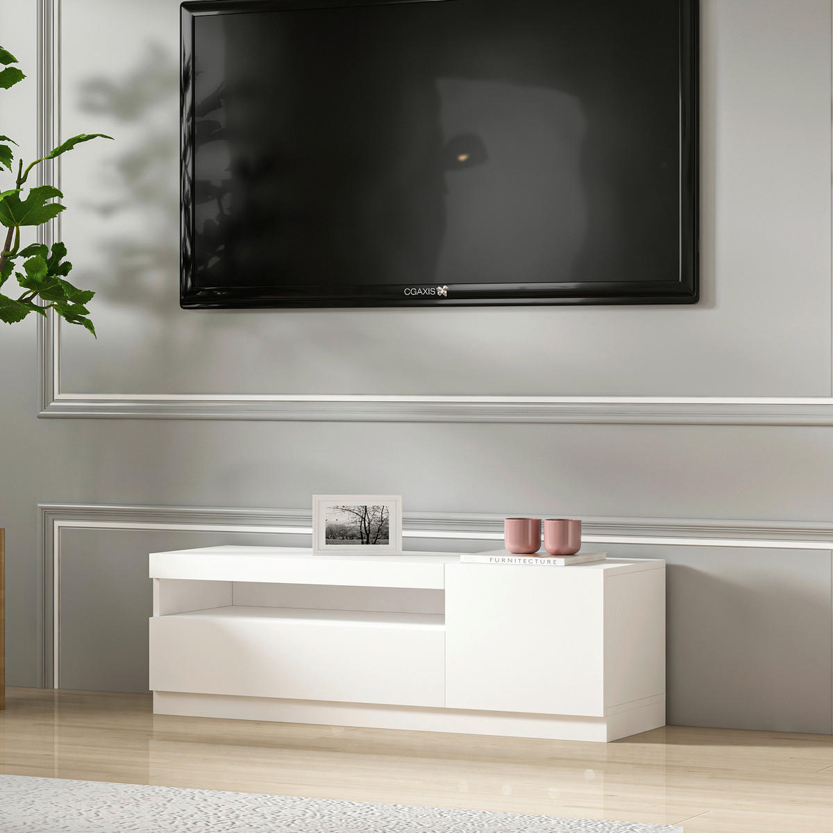 TV-Lowboard 9178 weiß B/H/T: ca. 240x40x37 cm 9178 - weiß (240,00/40,00/37,00cm) - moebel17