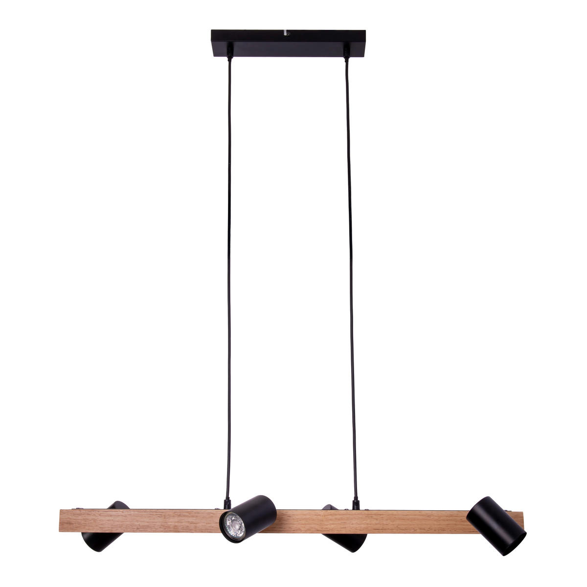 Näve Leuchten Pendelleuchte 7094522 schwarz Holz Metall B/H/T: ca. 24x120x80 cm GU10 4 Brennstellen Frida - schwarz (24,00/120,00/80,00cm) - Näve Leuchten