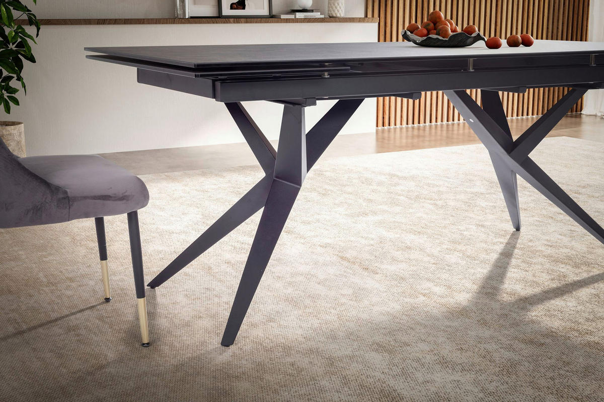 Esstisch schwarz Marmor Optik B/H/T: ca. 180x76x95 cm Esszimmertisch - schwarz (180,00/76,00/95,00cm) - Wohnling