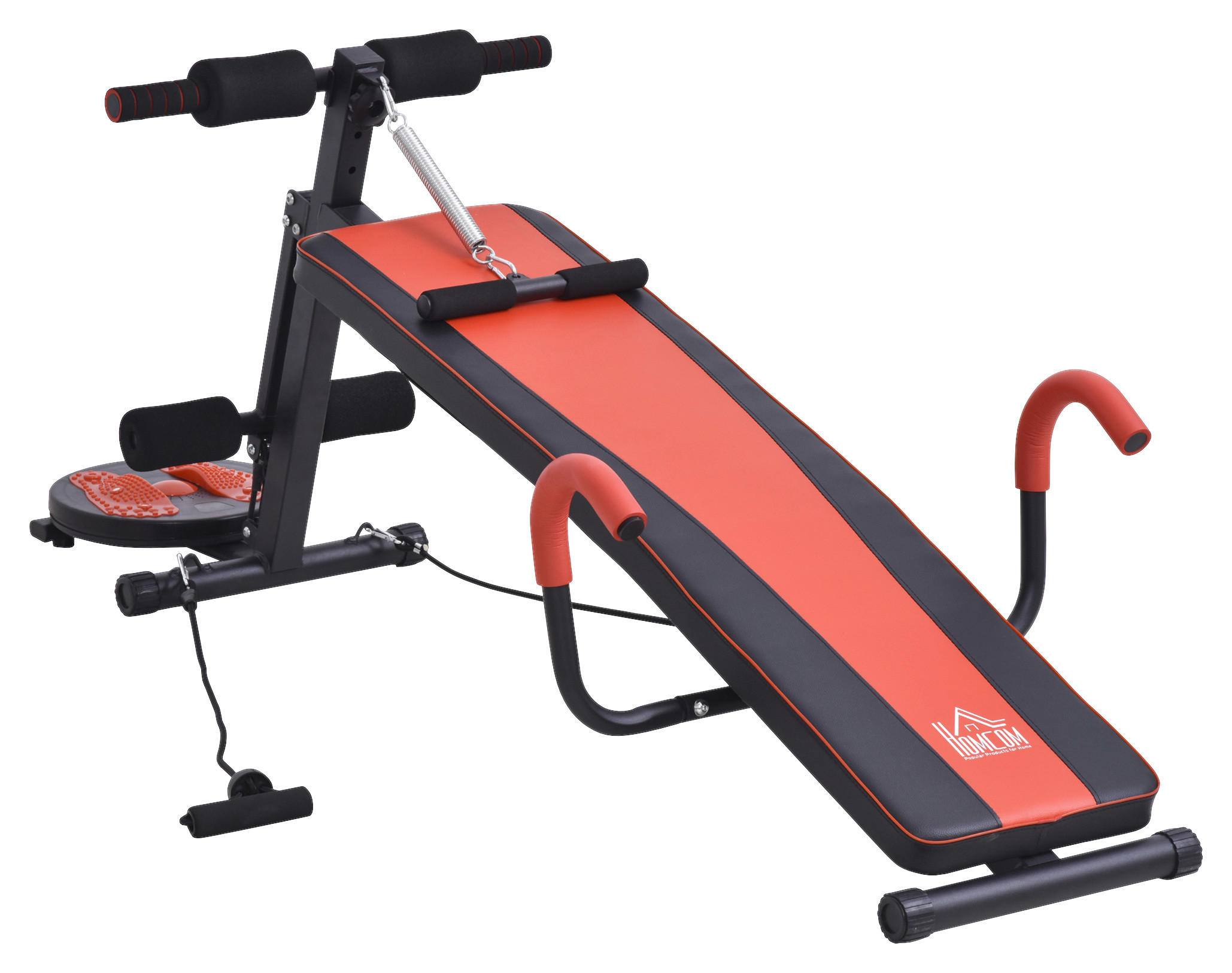 HOMCOM Sit-Up-Bank schwarz Stahl B/H/L: ca. 53x60x166 cm Sit-Up-Bank verstellbar - rot/schwarz (166,00/53,00/60,00cm) - HOMCOM