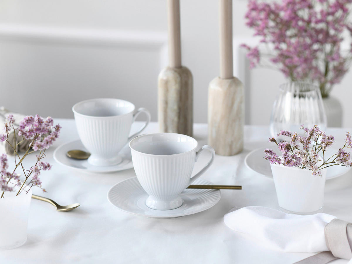 CreaTable Kaffeeset Valencia weiß Porzellan Valencia - weiß - CreaTable