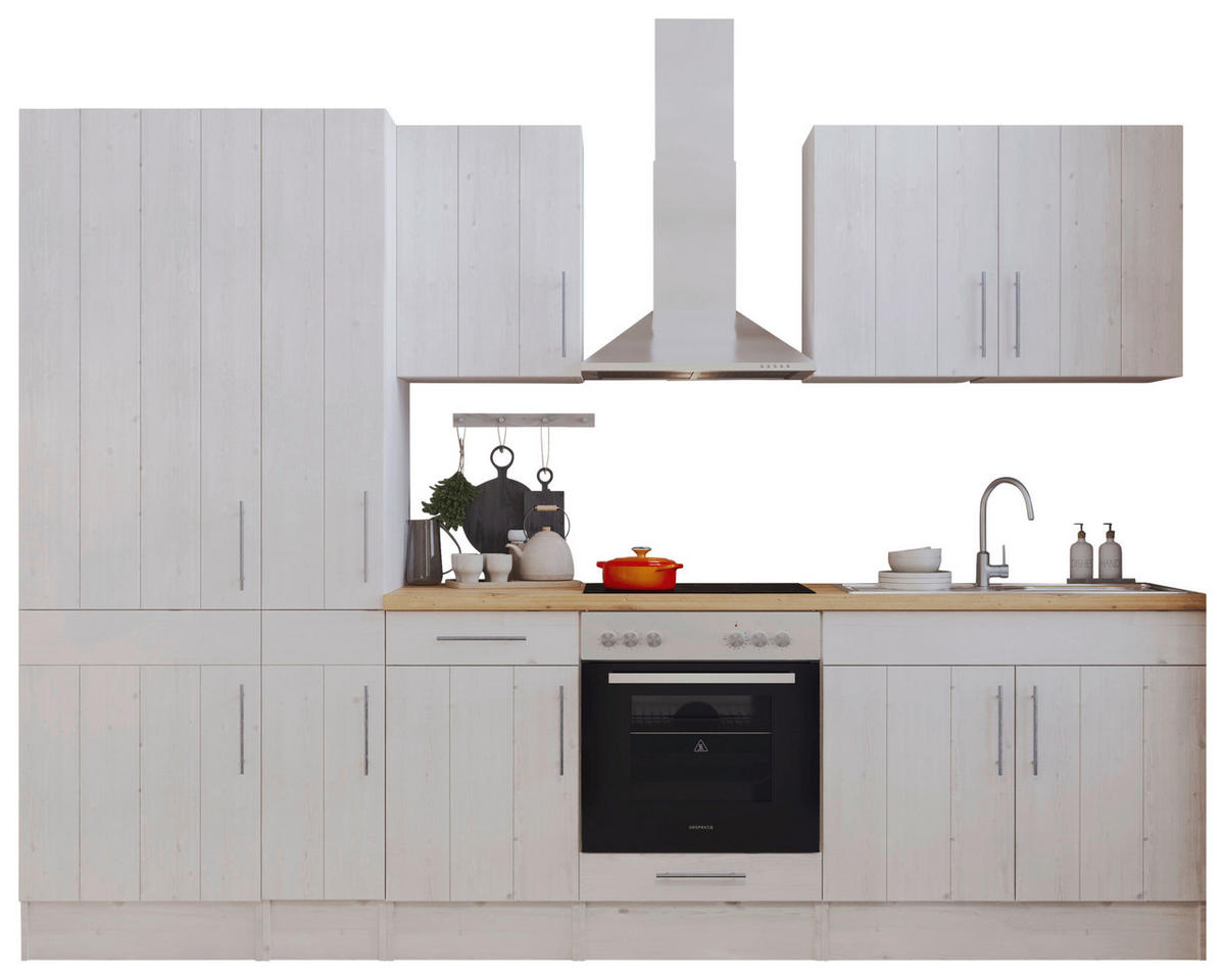 Respekta Küchenblock Premium weiß matt B/H/T: ca. 300x211x60 cm Premium - weiß (300,00/211,00/60,00cm) - Respekta