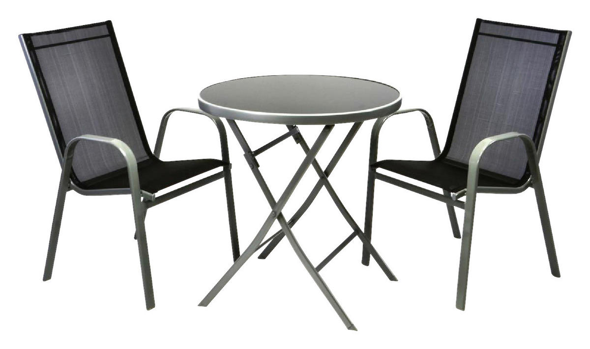 VCM Gartensitzgruppe schwarz Stahl B/H/D: ca. 55x92x73 cm Gartensitzgruppe - hellgrau/schwarz (73,00/92,00cm) - VCM