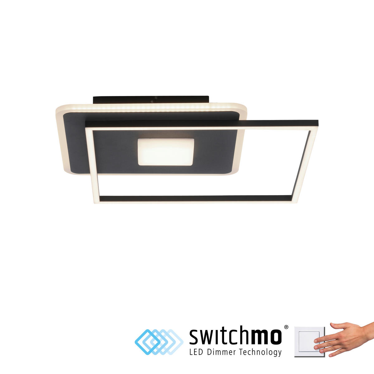 Just Light LED-Deckenleuchte DOMINO 15045-18 weiß schwarz Metall Kunststoff B/H/T: ca. 45x6,5x45 cm 1 Brennstellen DOMINO - weiß/schwarz (45,00/6,50/45,00cm) - Just Light