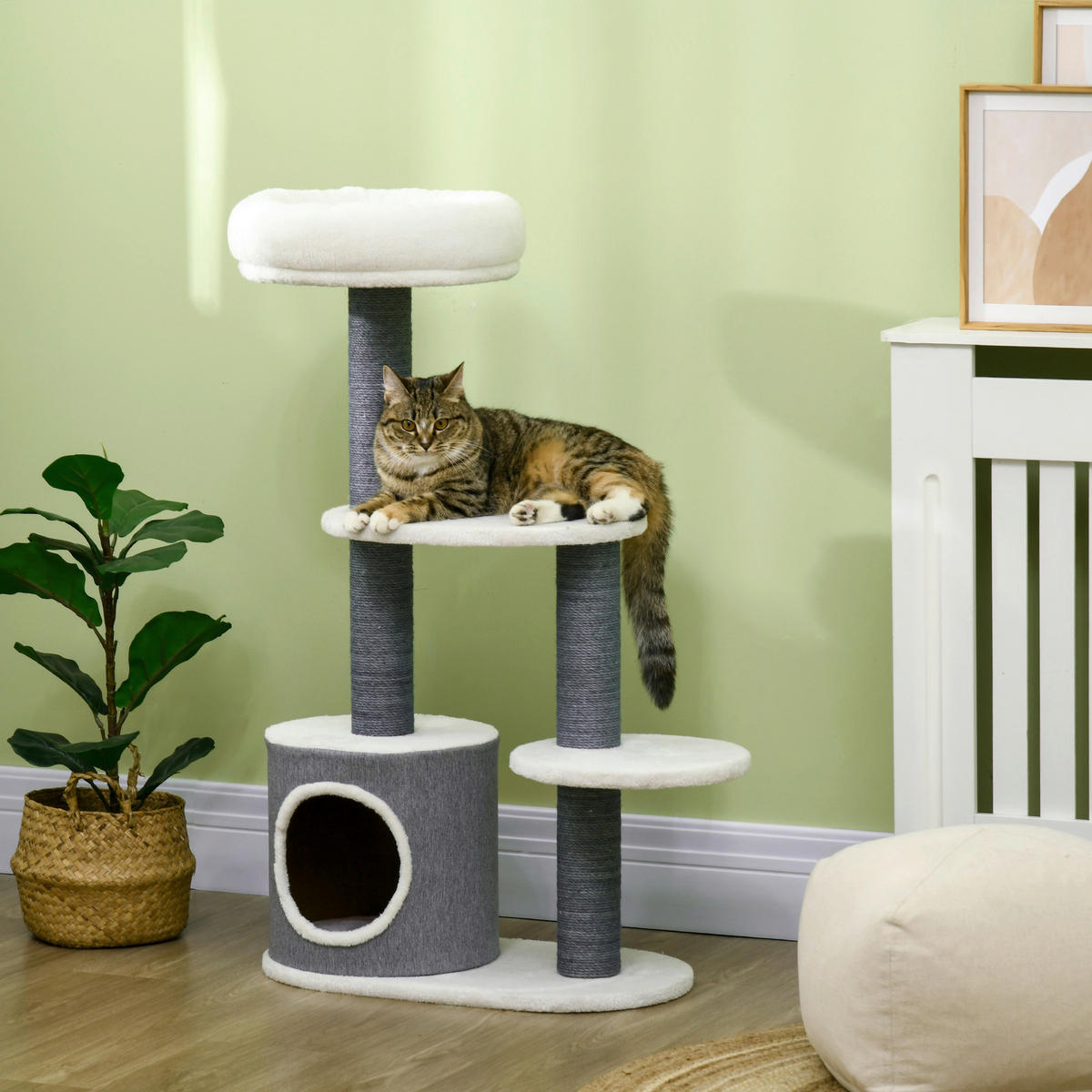 PawHut Kratzbaum grau Spanplatte B/H/L: ca. 30,5x98x55,5 cm Kratzbaum - grau (55,50/30,50/98,00cm) - PawHut