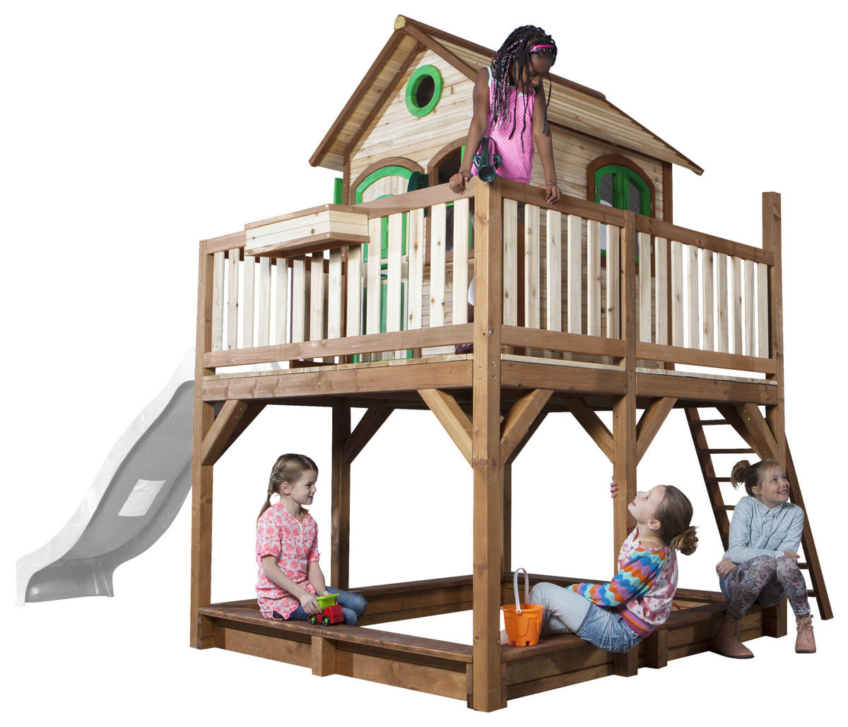 AXI Spielhaus Liam braun B/H/L: ca. 377x291x255 cm Liam - braun/weiß (255,00/377,00/291,00cm) - AXI