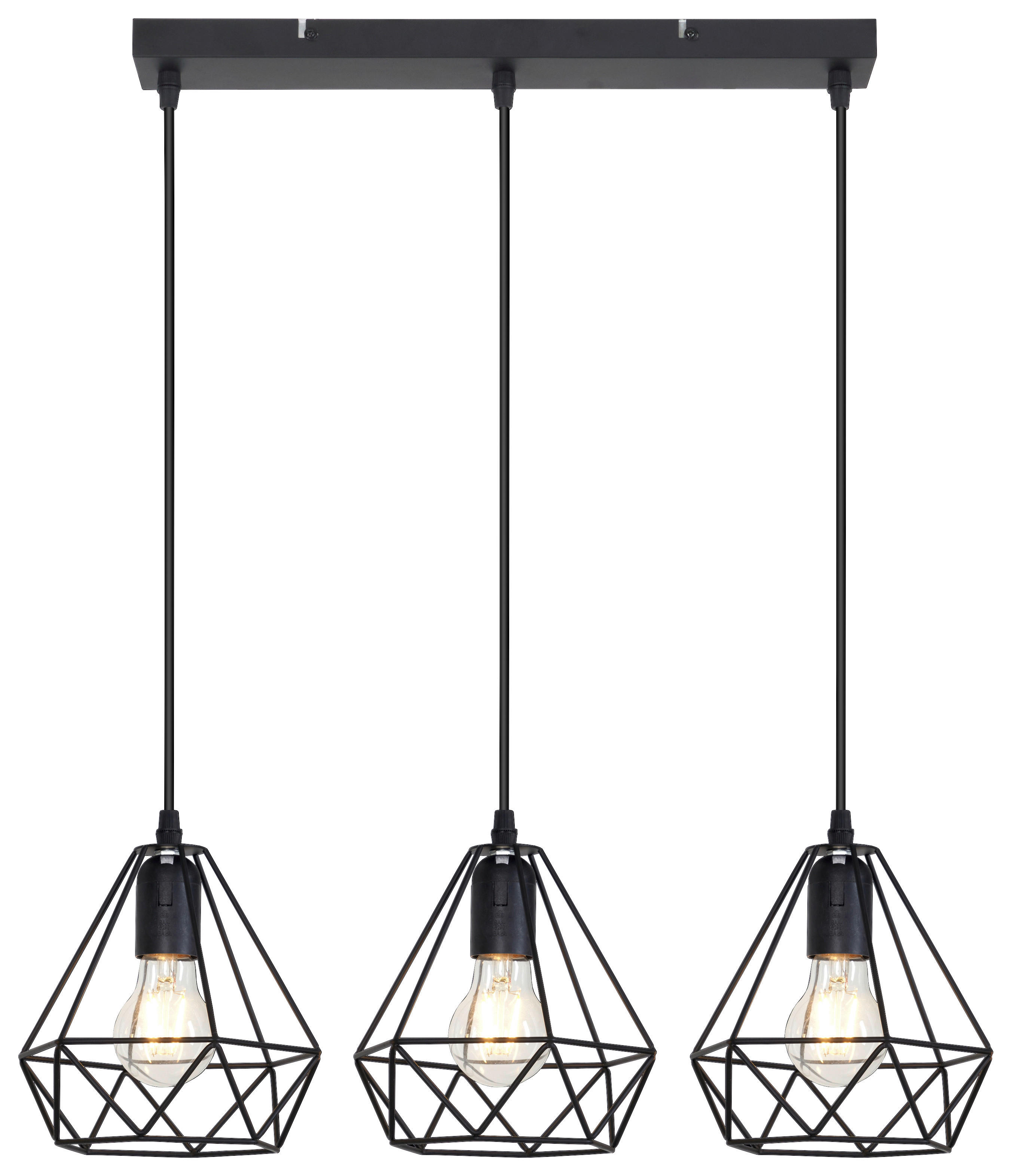 POCOline Pendelleuchte Metall B/H/L: ca. 3x2,5x45 cm E27 3 Brennstellen Pendelleuchte_Senna - (45,00/3,00/2,50cm) - POCOline